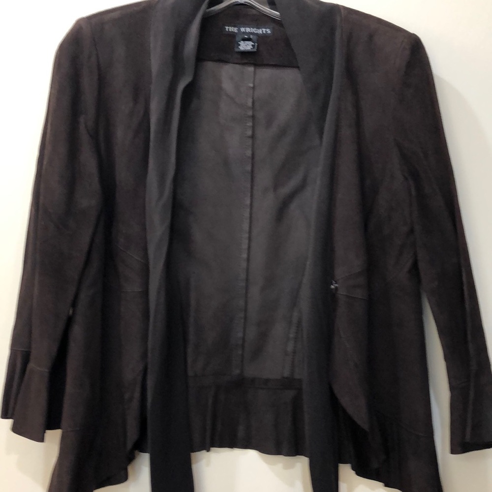 The Wrights brown suede shawl collar blazer